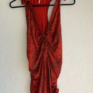 Free People Red Collared Tank Top